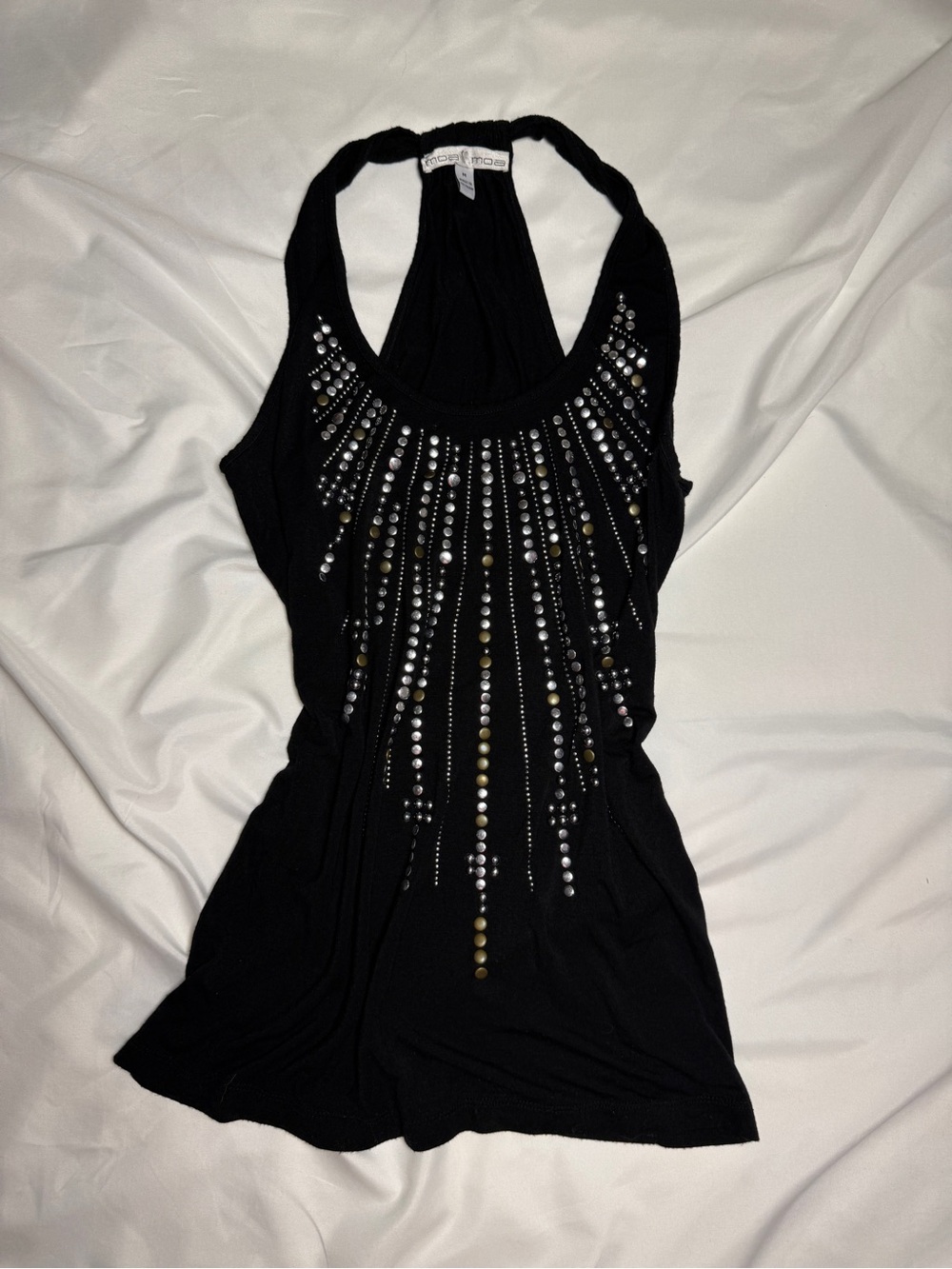 Moa Moa Black Embellished Racerback Tank